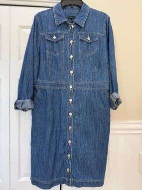 Talbots - Denim Button-Front Shirt Dress